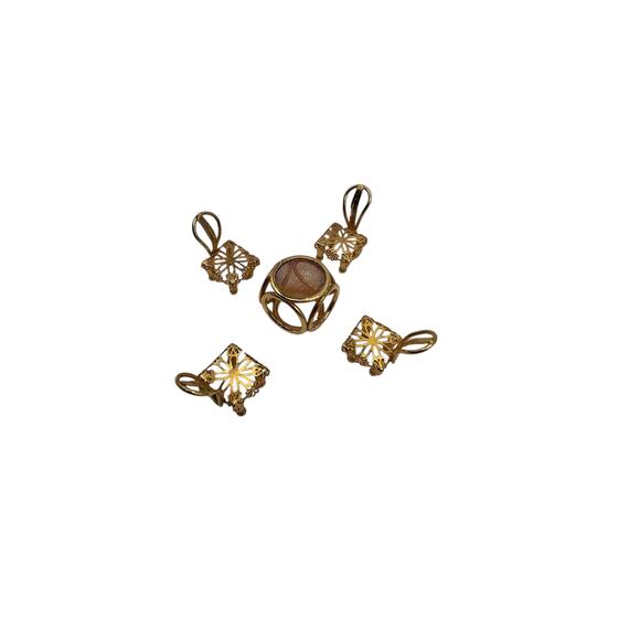 Dollhouse Miniature Gold Plated Mesh Top Table and 4 Chairs Minitiques - Picture 2 of 4